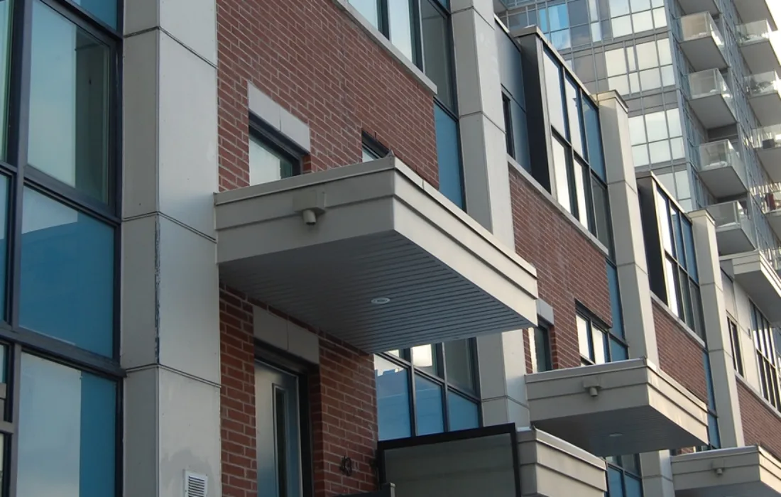 Close up of apartment building windows