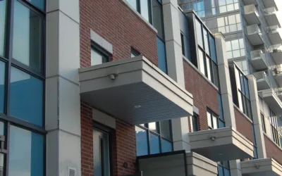 Close up of apartment building windows