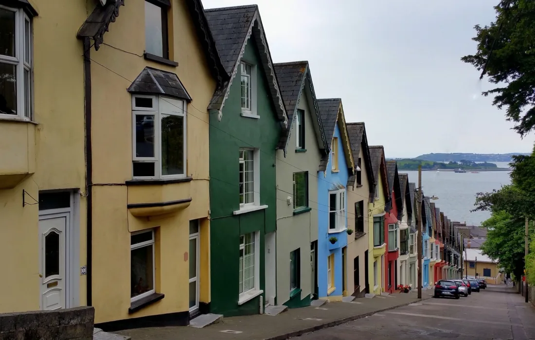 Irish homes descending on a hill