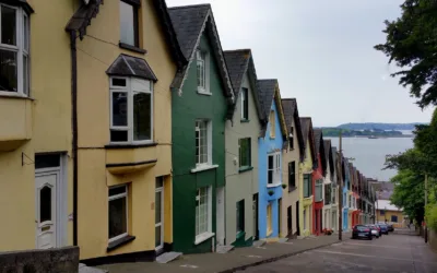 Irish homes descending on a hill