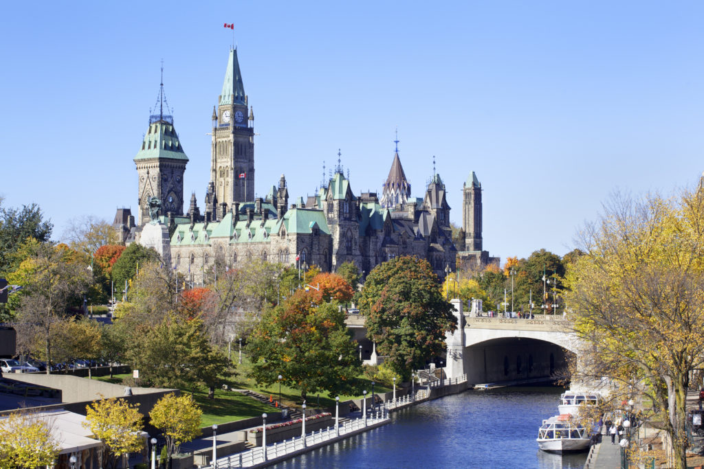 Daytime at Parliament Hill in Ottawa, ON