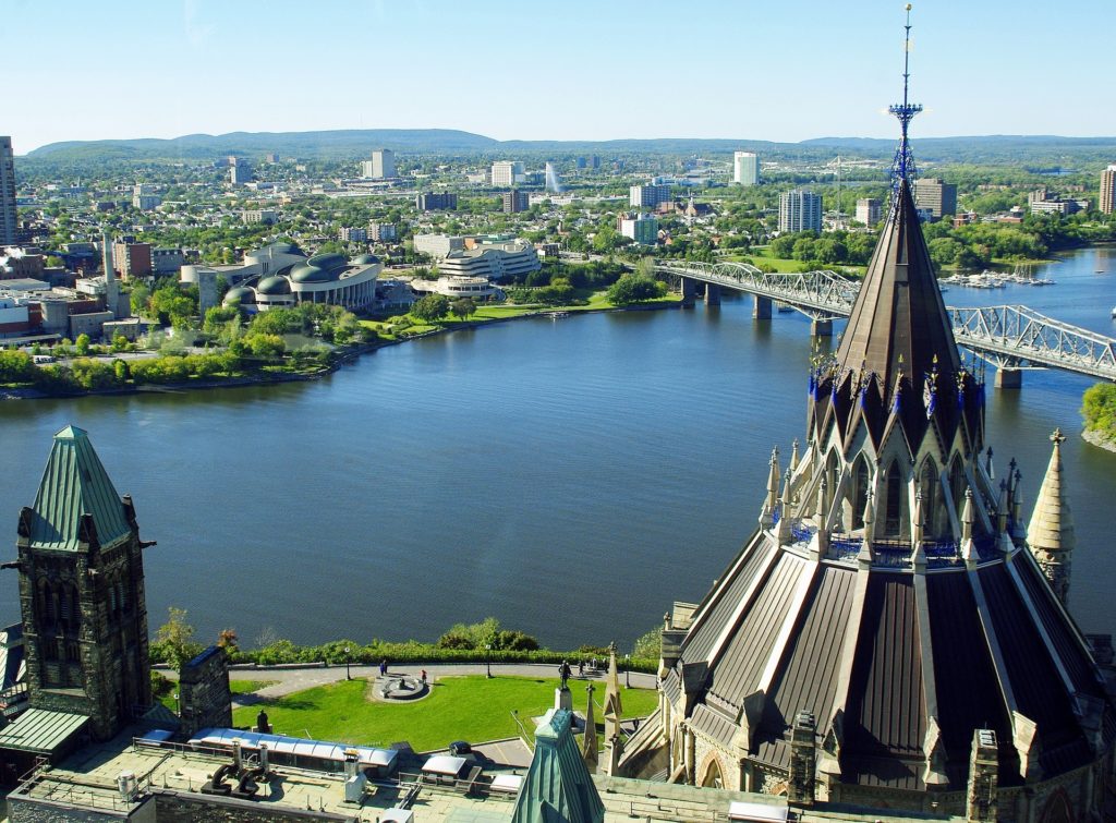 Ottawa's Rideau Canal facing Parliament Hill