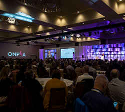 A view of the stage at the 2019 ONPHA Conference. 