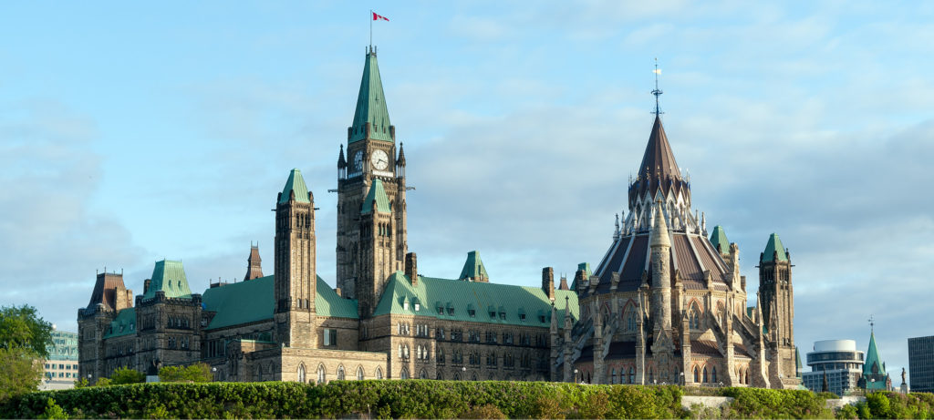 A view of the parliament buildings in Ottawa.
