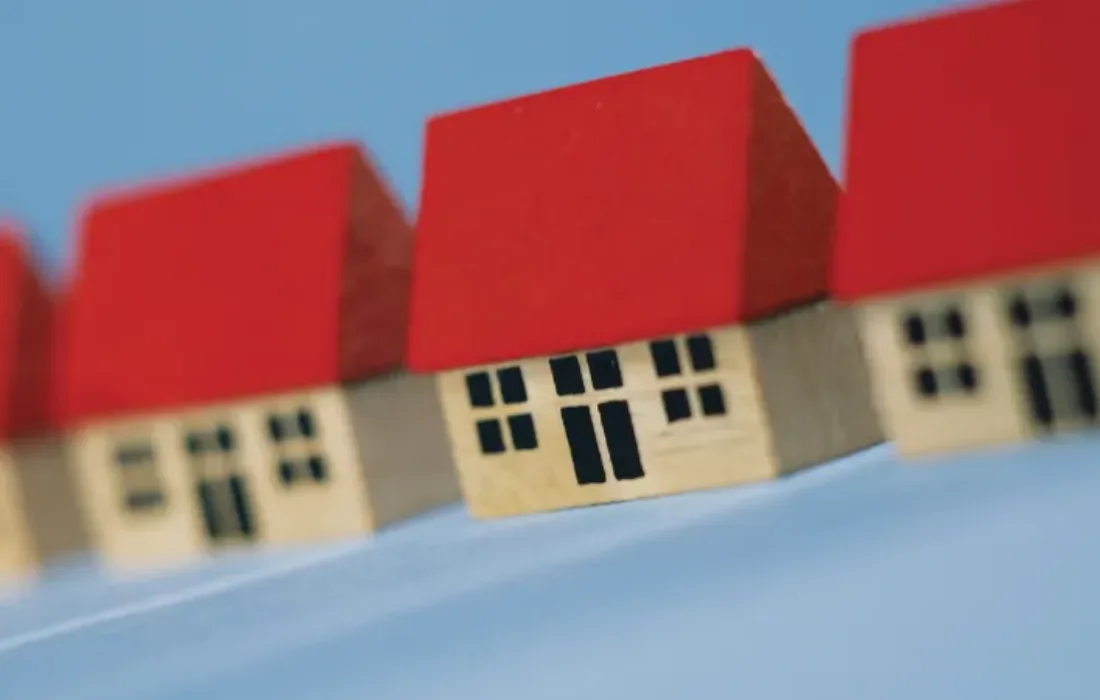 Wooden houses lined up