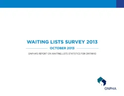ONPHA 2013 Waiting Lists Survey Report