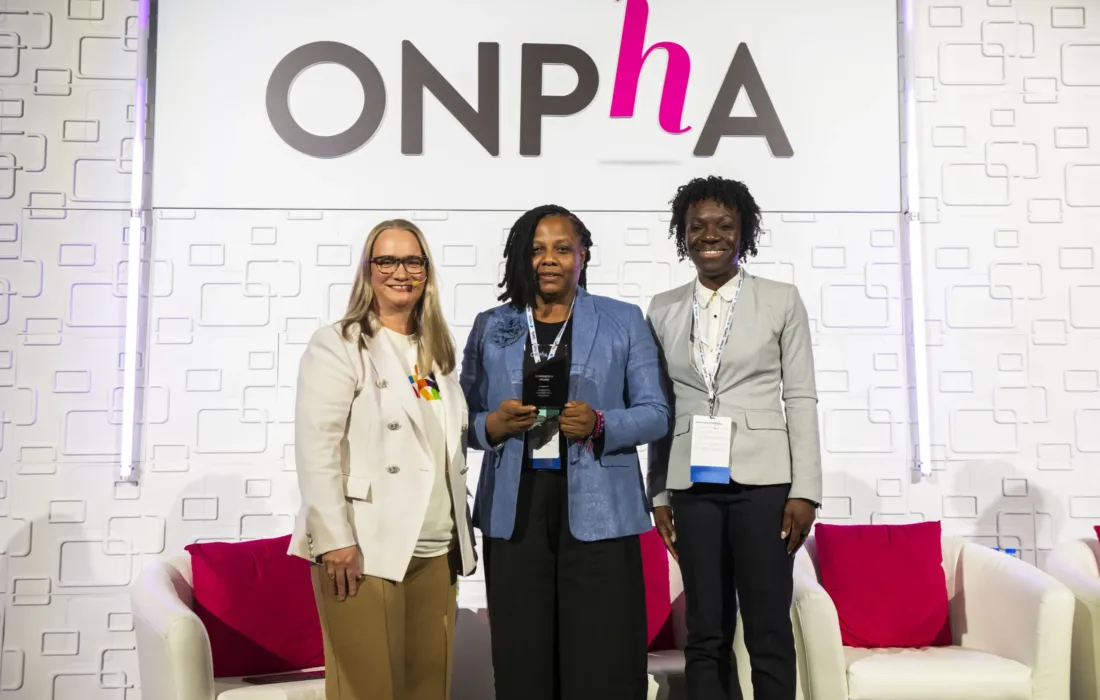 2024 ONPHA Innovation Award Winner on stage at the ONPHA Conference