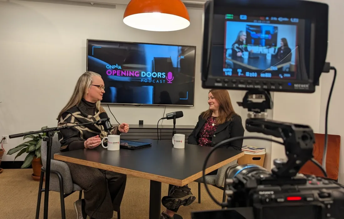 Marlene Coffey, ONPHA CEO, hosting the Opening Doors Podcast