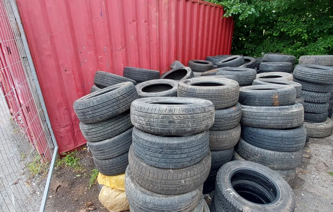 Pile of tires at OCH for their tire recycling program
