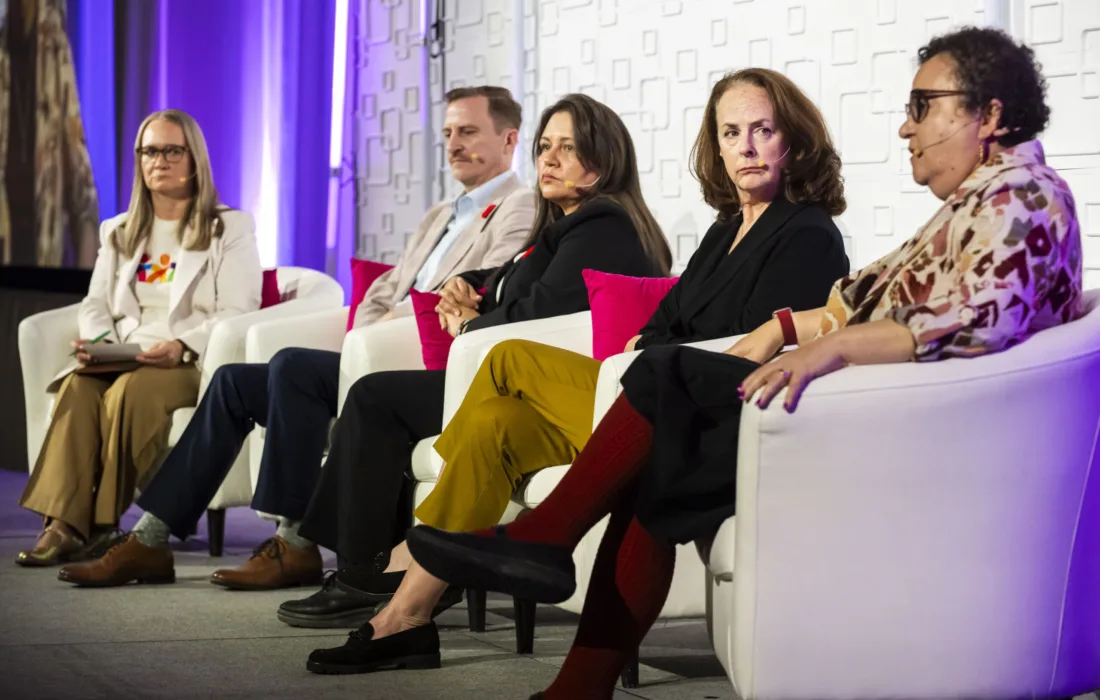 Photo of the speakers sitting on stage at the 2024 ONPHA Conference opening plenary