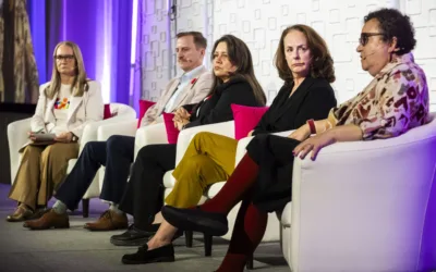 Photo of the speakers sitting on stage at the 2024 ONPHA Conference opening plenary