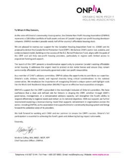 Canadian Housing Acquisition Fund - Letter of Support