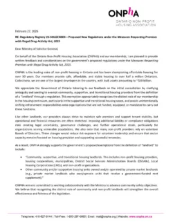 ONPHA - Bill 10 Regulatory Registry Submission