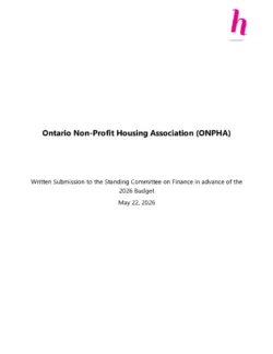 ONPHA 2026 Federal Pre-Budget Submission