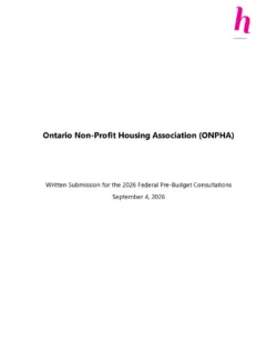ONPHA Federal Pre-Budget Submission - September 2026